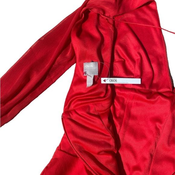 NWT ASOS Red Fitted Ruched Mini Dress Size 10 - Picture 4 of 5